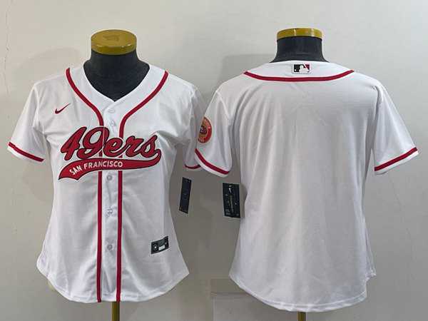 Womens San Francisco 49ers Blank White With Patch Cool Base Stitched Baseball Jersey->women nfl jersey->Women Jersey